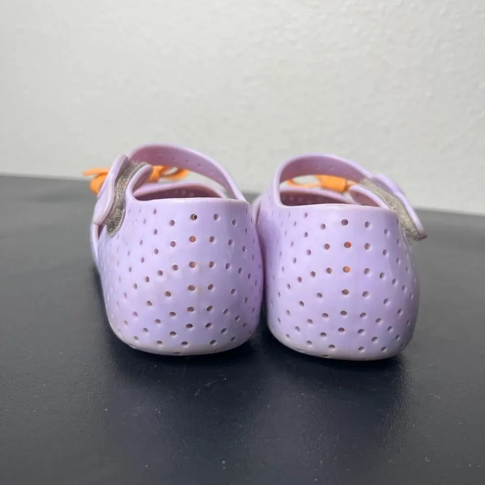 Mini Melissa Purple Orange Bow Tie Perforated Jelly Mary Jane Sandals